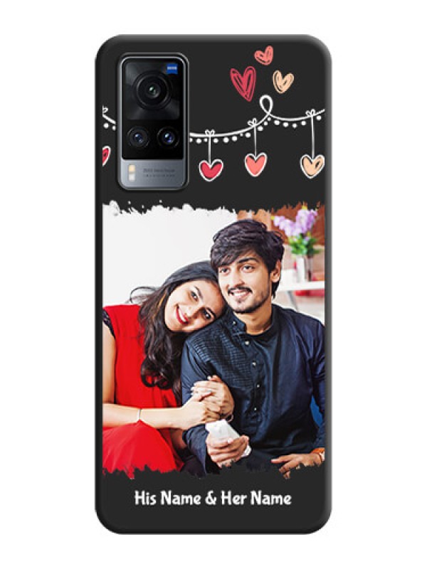 Custom Pink Love Hangings with Name on Space Black Custom Soft Matte Phone Cases - Vivo X60
