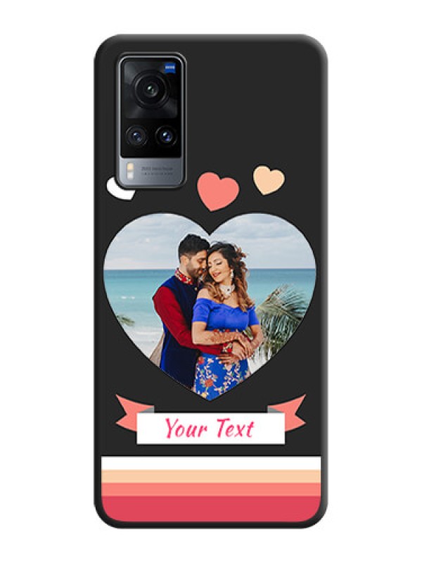 Custom Love Shaped Photo with Colorful Stripes on Personalised Space Black Soft Matte Cases - Vivo X60