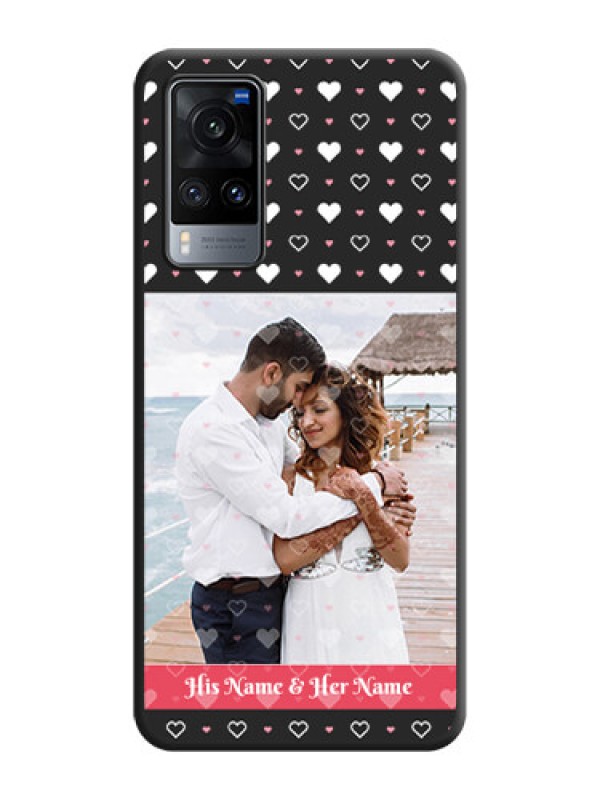 Custom White Color Love Symbols with Text Design on Photo on Space Black Soft Matte Phone Cover - Vivo X60