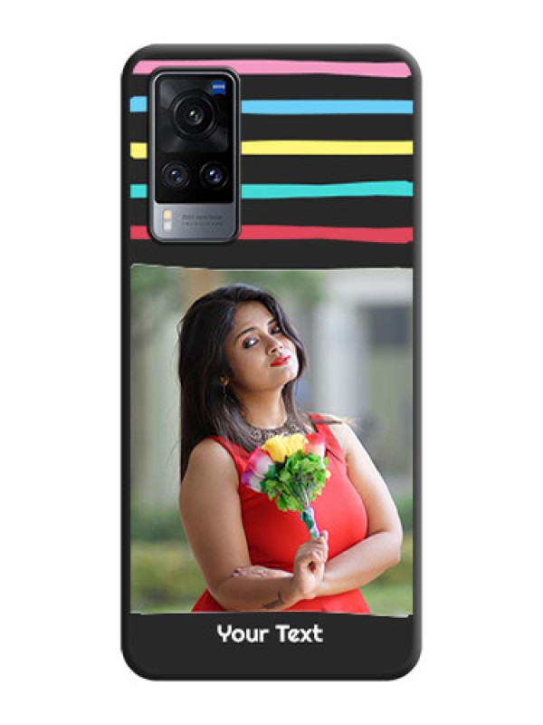 Custom Multicolor Lines with Image on Space Black Personalized Soft Matte Phone Covers - Vivo X60