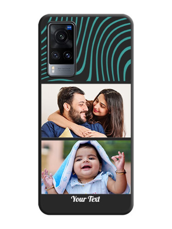 Custom Wave Pattern with 2 Image Holder on Space Black Personalized Soft Matte Phone Covers - Vivo X60