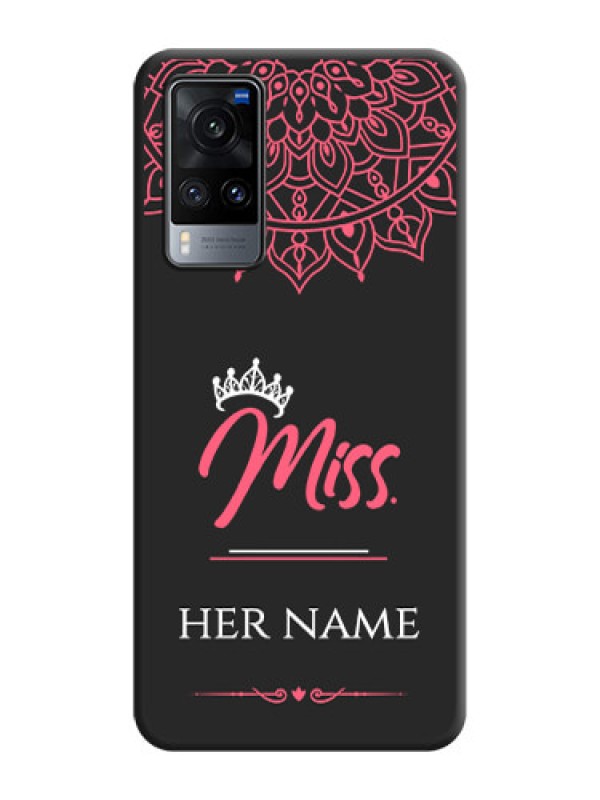 Custom Mrs Name with Floral Design on Space Black Personalized Soft Matte Phone Covers - Vivo X60