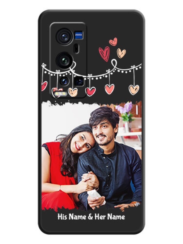 Custom Pink Love Hangings with Name on Space Black Custom Soft Matte Phone Cases - Vivo X60 Pro Plus