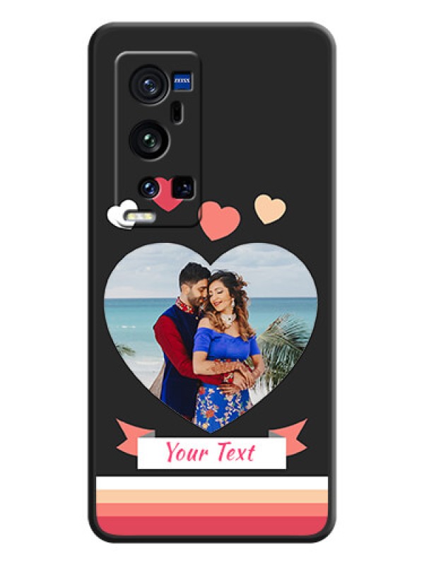 Custom Love Shaped Photo with Colorful Stripes on Personalised Space Black Soft Matte Cases - Vivo X60 Pro Plus