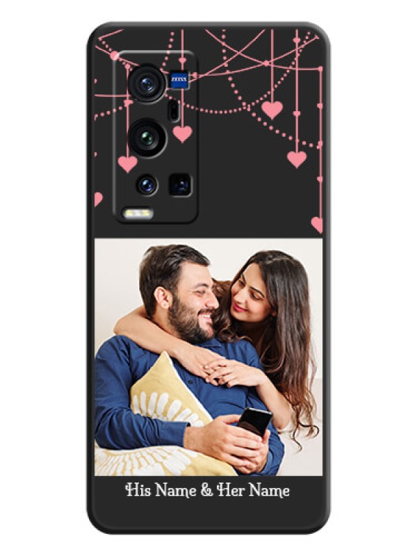 Custom Pink Love Hangings with Text on Space Black Custom Soft Matte Back Cover - Vivo X60 Pro Plus