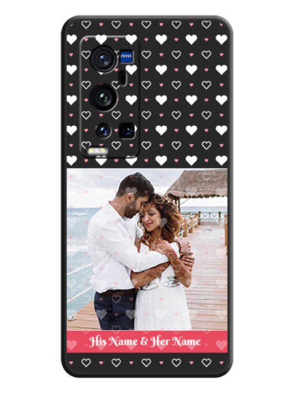 Custom White Color Love Symbols with Text Design on Photo on Space Black Soft Matte Phone Cover - Vivo X60 Pro Plus