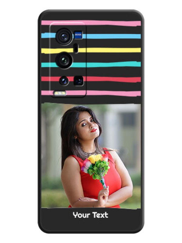 Custom Multicolor Lines with Image on Space Black Personalized Soft Matte Phone Covers - Vivo X60 Pro Plus