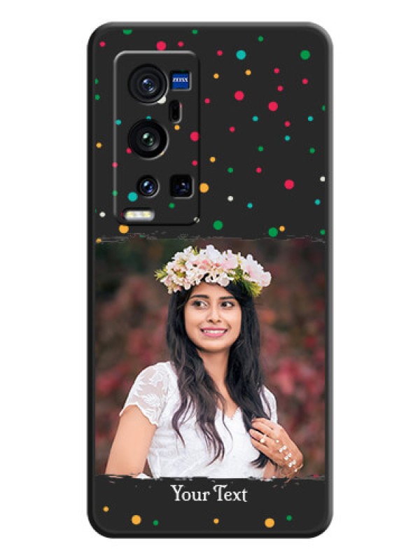 Custom Multicolor Dotted Pattern with Text on Space Black Custom Soft Matte Phone Back Cover - Vivo X60 Pro Plus