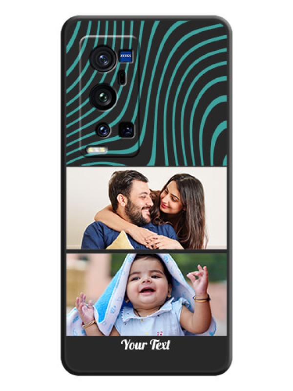 Custom Wave Pattern with 2 Image Holder on Space Black Personalized Soft Matte Phone Covers - Vivo X60 Pro Plus