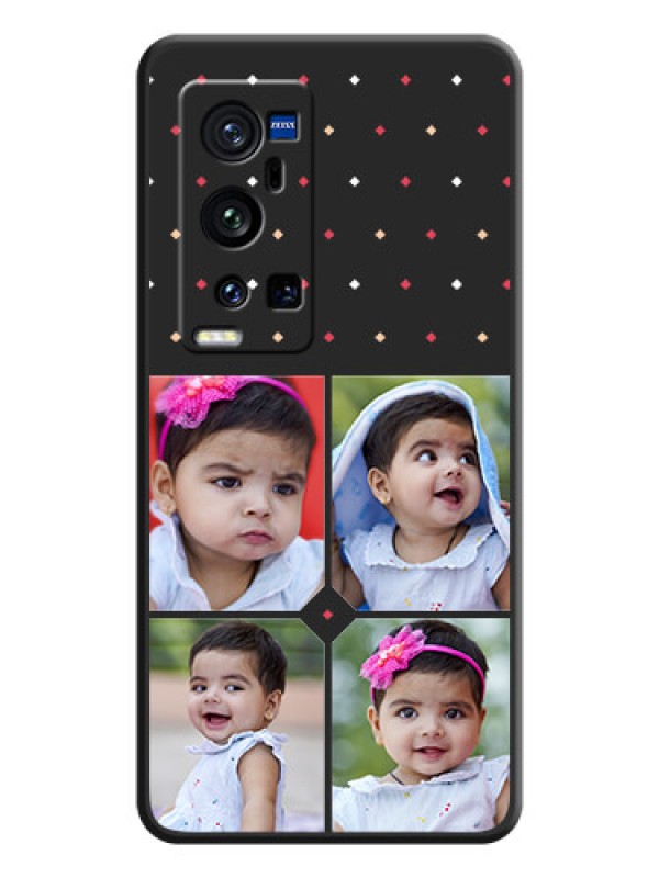 Custom Multicolor Dotted Pattern with 4 Image Holder on Space Black Custom Soft Matte Phone Cases - Vivo X60 Pro Plus