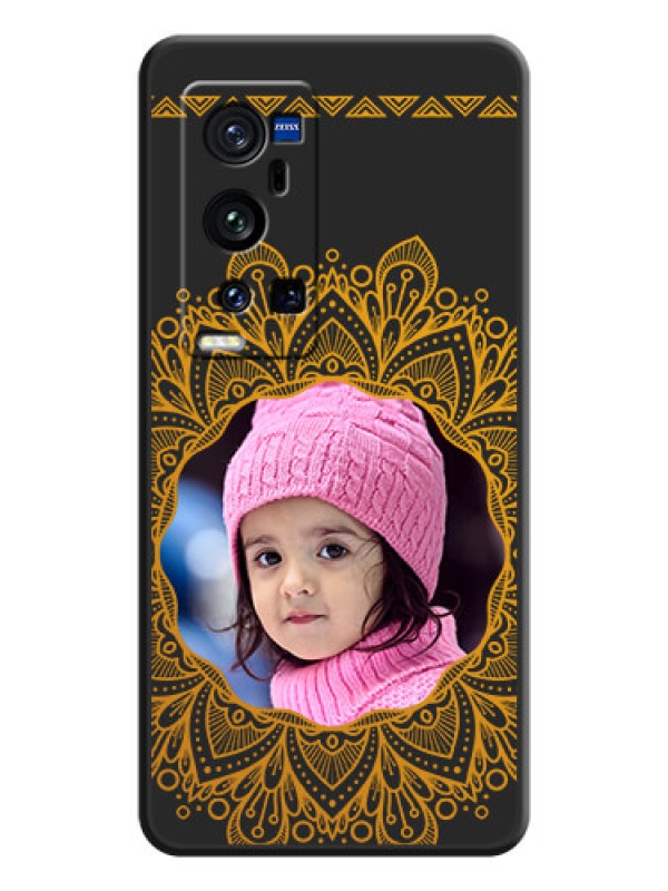 Custom Round Image with Floral Design on Photo on Space Black Soft Matte Mobile Cover - Vivo X60 Pro Plus