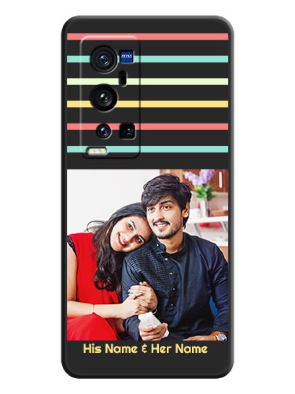 Custom Color Stripes with Photo and Text on Photo on Space Black Soft Matte Mobile Case - Vivo X60 Pro Plus