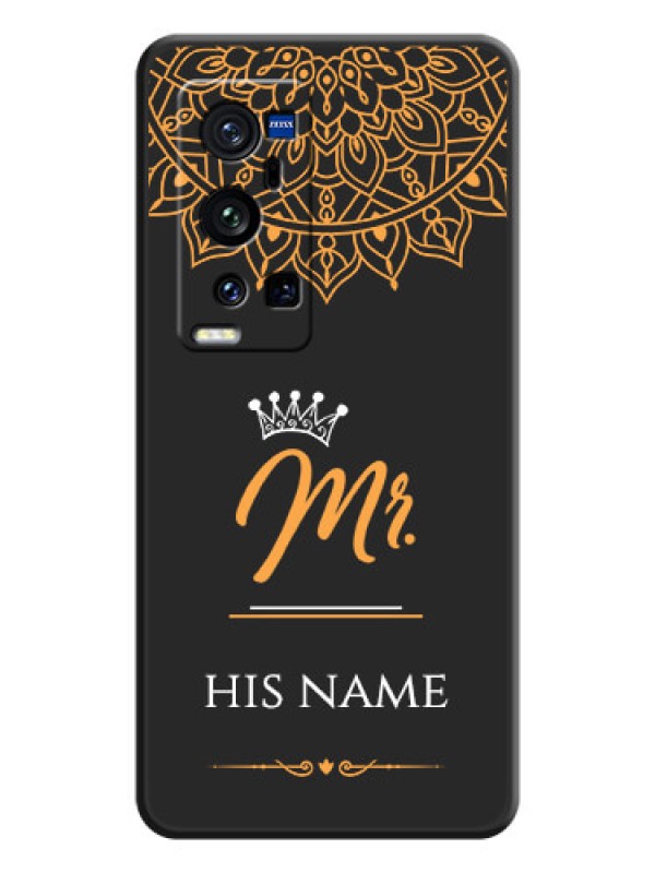 Custom Mr Name with Floral Design  on Personalised Space Black Soft Matte Cases - Vivo X60 Pro Plus