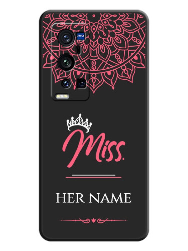 Custom Mrs Name with Floral Design on Space Black Personalized Soft Matte Phone Covers - Vivo X60 Pro Plus