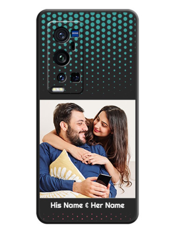 Custom Faded Dots with Grunge Photo Frame and Text on Space Black Custom Soft Matte Phone Cases - Vivo X60 Pro Plus