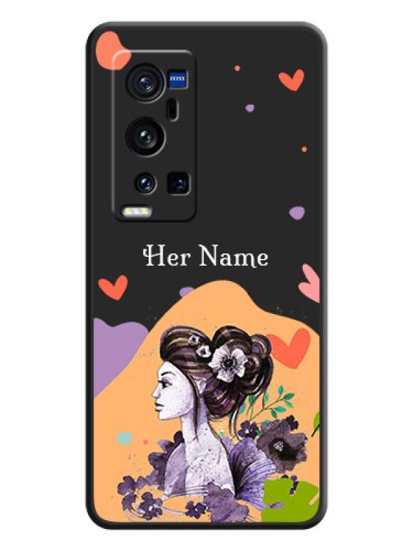 Custom Namecase For Her With Fancy Lady Image On Space Black Personalized Soft Matte Phone Covers -Vivo X60 Pro Plus 5G