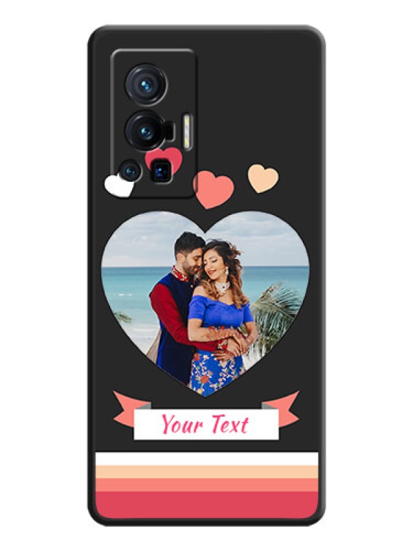 Custom Love Shaped Photo with Colorful Stripes on Personalised Space Black Soft Matte Cases - Vivo X70 Pro 5G