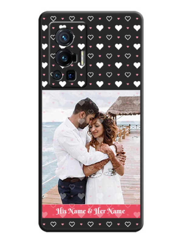 Custom White Color Love Symbols with Text Design on Photo on Space Black Soft Matte Phone Cover - Vivo X70 Pro 5G