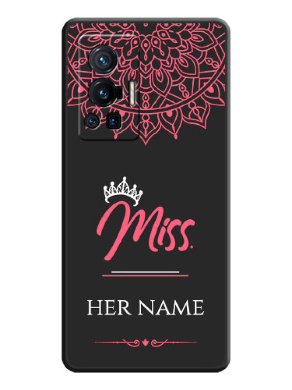 Custom Mrs Name with Floral Design on Space Black Personalized Soft Matte Phone Covers - Vivo X70 Pro 5G