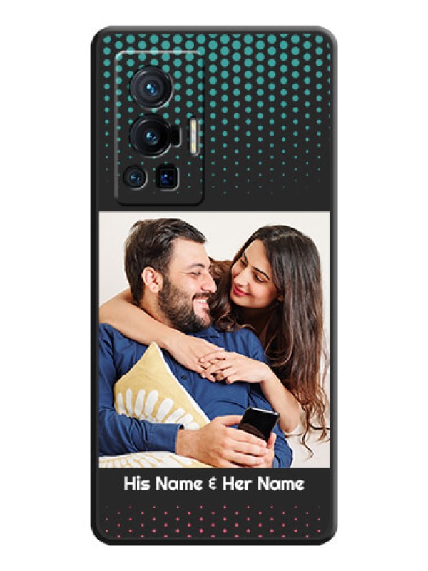 Custom Faded Dots with Grunge Photo Frame and Text on Space Black Custom Soft Matte Phone Cases - Vivo X70 Pro 5G