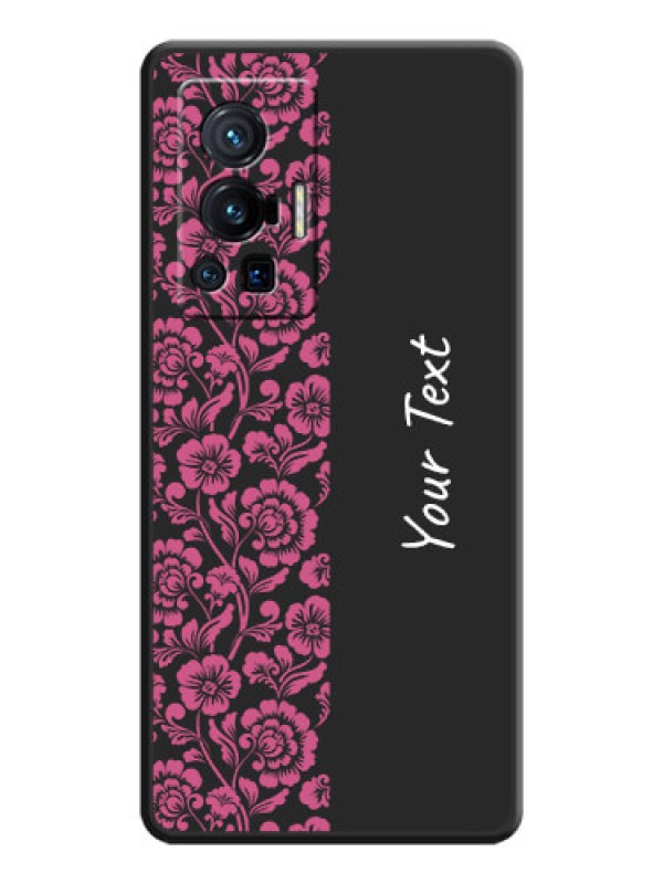 Custom Pink Floral Pattern Design With Custom Text On Space Black Personalized Soft Matte Phone Covers -Vivo X70 Pro 5G
