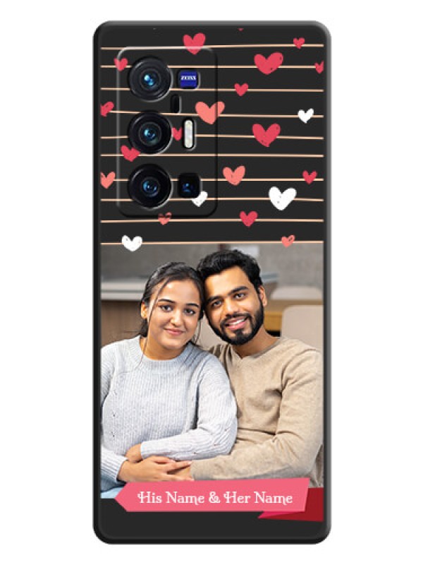 Custom Love Pattern with Name on Pink Ribbon  on Photo on Space Black Soft Matte Back Cover - Vivo X70 Pro Plus 5G