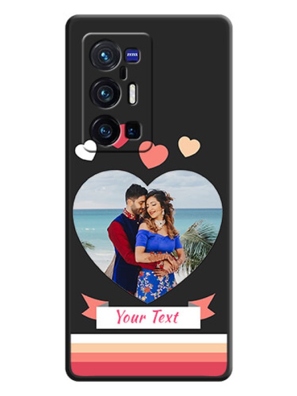 Custom Love Shaped Photo with Colorful Stripes on Personalised Space Black Soft Matte Cases - Vivo X70 Pro Plus 5G