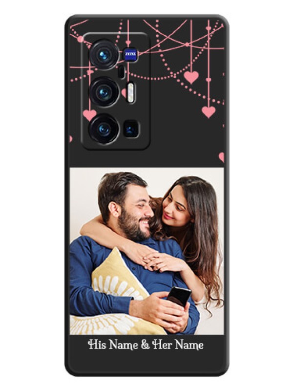 Custom Pink Love Hangings with Text on Space Black Custom Soft Matte Back Cover - Vivo X70 Pro Plus 5G