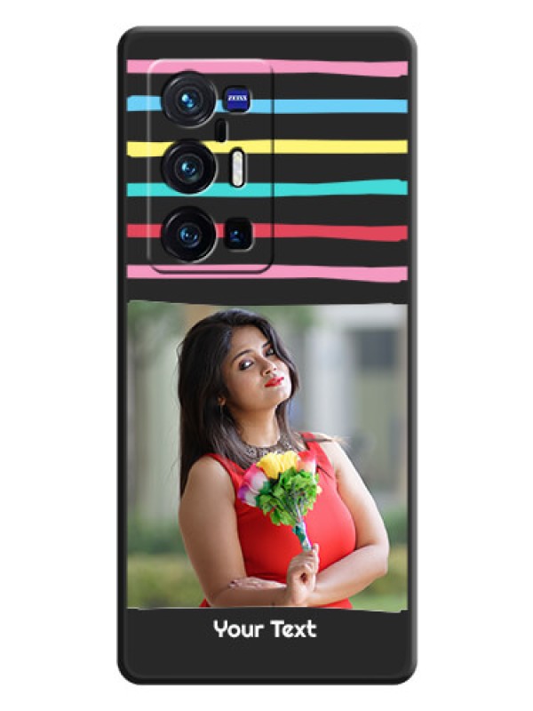 Custom Multicolor Lines with Image on Space Black Personalized Soft Matte Phone Covers - Vivo X70 Pro Plus 5G