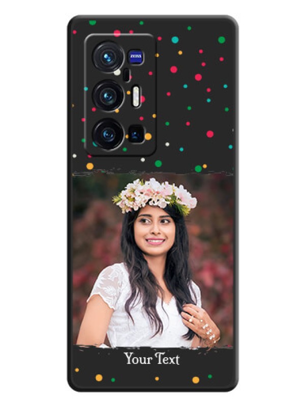 Custom Multicolor Dotted Pattern with Text on Space Black Custom Soft Matte Phone Back Cover - Vivo X70 Pro Plus 5G