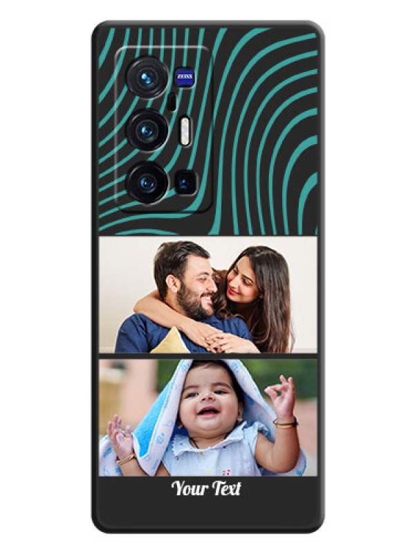 Custom Wave Pattern with 2 Image Holder on Space Black Personalized Soft Matte Phone Covers - Vivo X70 Pro Plus 5G