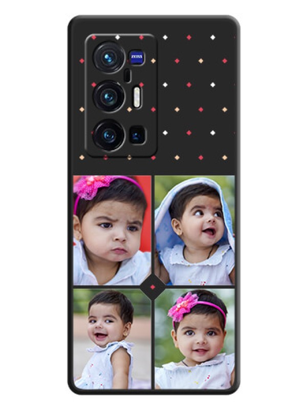 Custom Multicolor Dotted Pattern with 4 Image Holder on Space Black Custom Soft Matte Phone Cases - Vivo X70 Pro Plus 5G