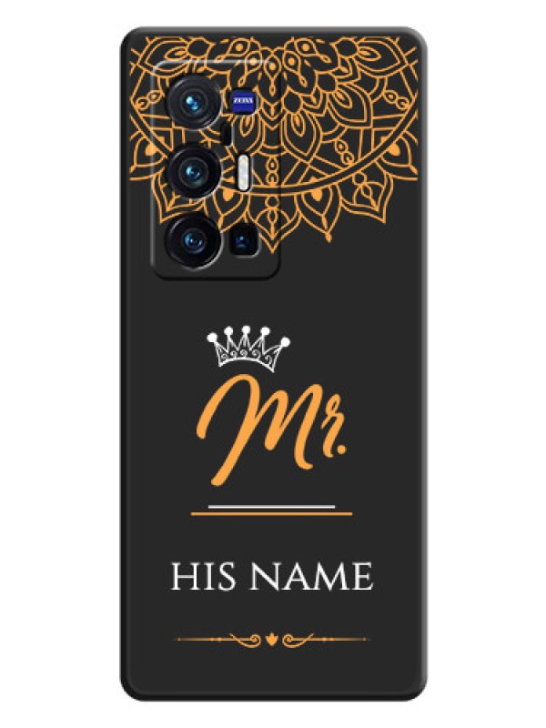 Custom Mr Name with Floral Design  on Personalised Space Black Soft Matte Cases - Vivo X70 Pro Plus 5G
