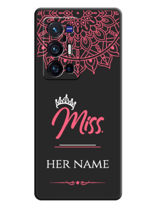 Custom Mrs Name with Floral Design on Space Black Personalized Soft Matte Phone Covers - Vivo X70 Pro Plus 5G