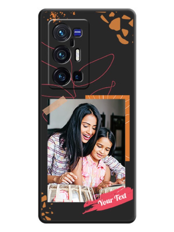 Custom Orange Photo Frame on Space Black Custom Soft Matte Phone Back Cover - Vivo X70 Pro Plus 5G