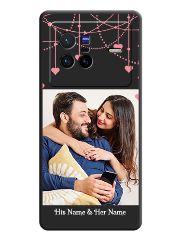 Custom Pink Love Hangings with Text on Space Black Custom Soft Matte Back Cover - Vivo X80 5G