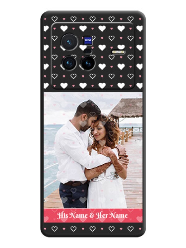 Custom White Color Love Symbols with Text Design on Photo on Space Black Soft Matte Phone Cover - Vivo X80 5G
