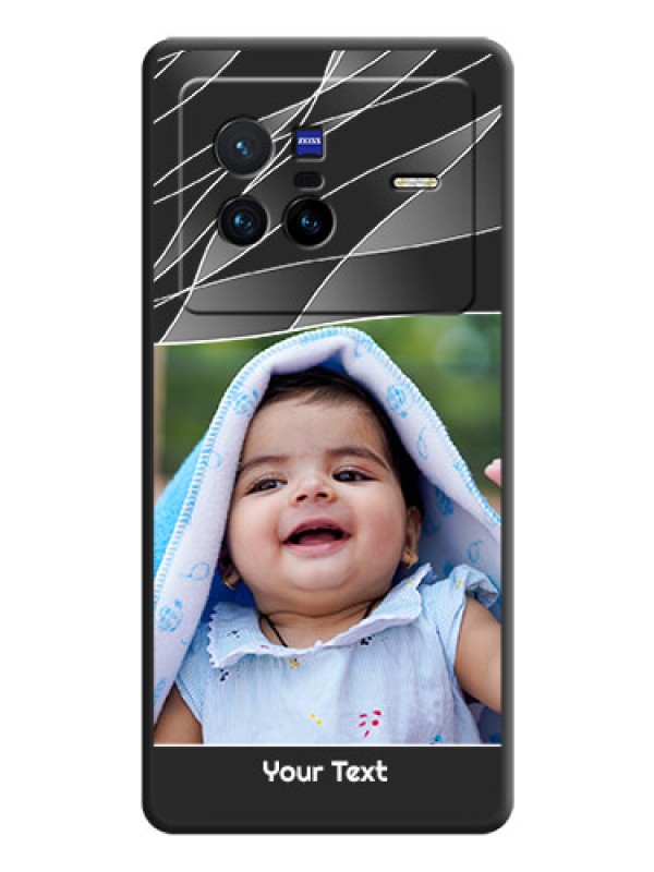 Custom Mixed Wave Lines on Photo on Space Black Soft Matte Mobile Cover - Vivo X80 5G