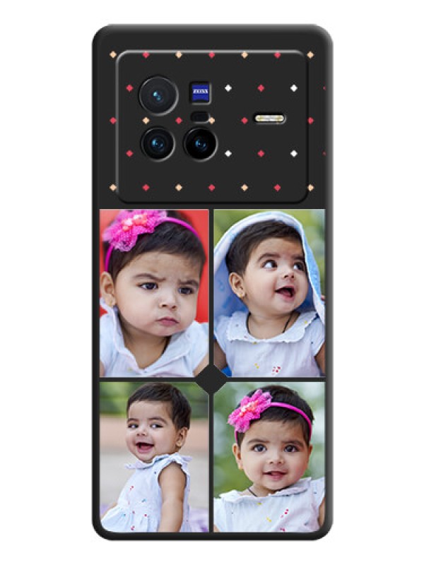 Custom Multicolor Dotted Pattern with 4 Image Holder on Space Black Custom Soft Matte Phone Cases - Vivo X80 5G