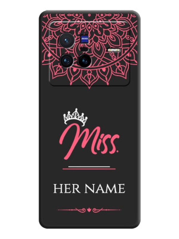 Custom Mrs Name with Floral Design on Space Black Personalized Soft Matte Phone Covers - Vivo X80 5G