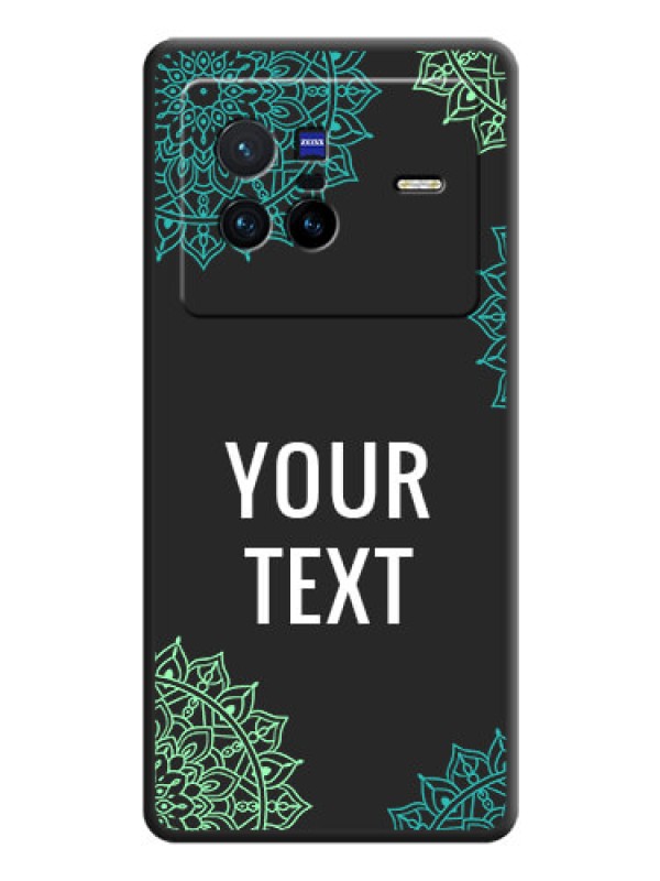 Custom Your Name with Floral Design on Space Black Custom Soft Matte Back Cover - Vivo X80 5G