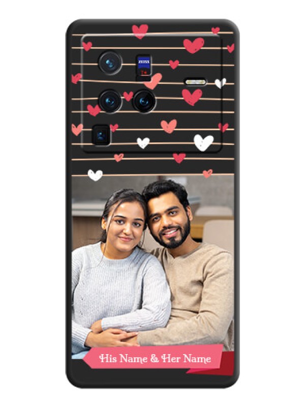Custom Love Pattern with Name on Pink Ribbon  on Photo on Space Black Soft Matte Back Cover - Vivo X80 Pro 5G