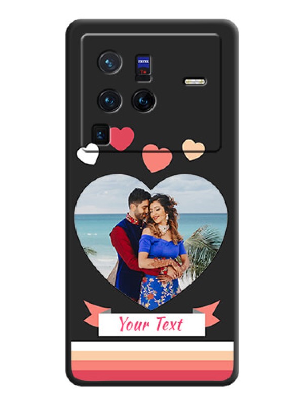Custom Love Shaped Photo with Colorful Stripes on Personalised Space Black Soft Matte Cases - Vivo X80 Pro 5G