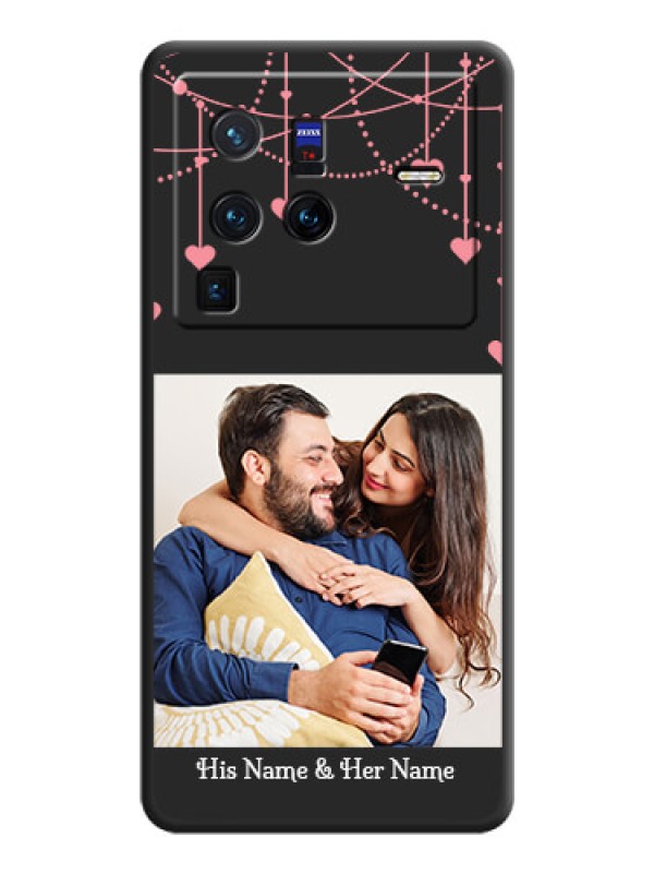 Custom Pink Love Hangings with Text on Space Black Custom Soft Matte Back Cover - Vivo X80 Pro 5G