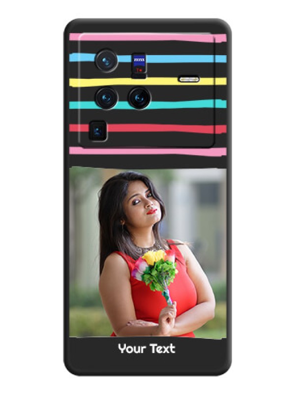 Custom Multicolor Lines with Image on Space Black Personalized Soft Matte Phone Covers - Vivo X80 Pro 5G