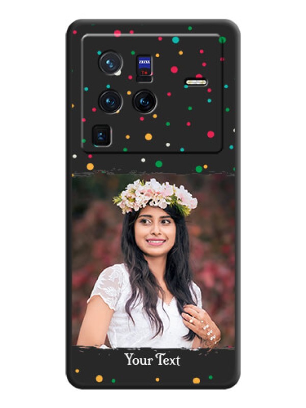 Custom Multicolor Dotted Pattern with Text on Space Black Custom Soft Matte Phone Back Cover - Vivo X80 Pro 5G