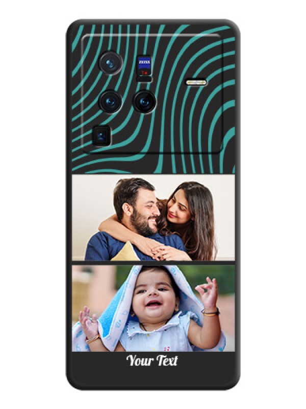 Custom Wave Pattern with 2 Image Holder on Space Black Personalized Soft Matte Phone Covers - Vivo X80 Pro 5G