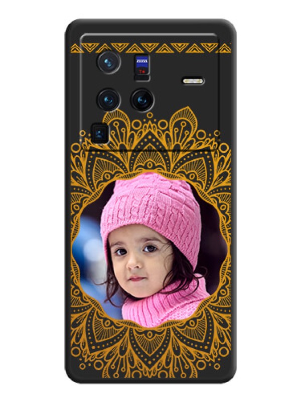 Custom Round Image with Floral Design on Photo on Space Black Soft Matte Mobile Cover - Vivo X80 Pro 5G