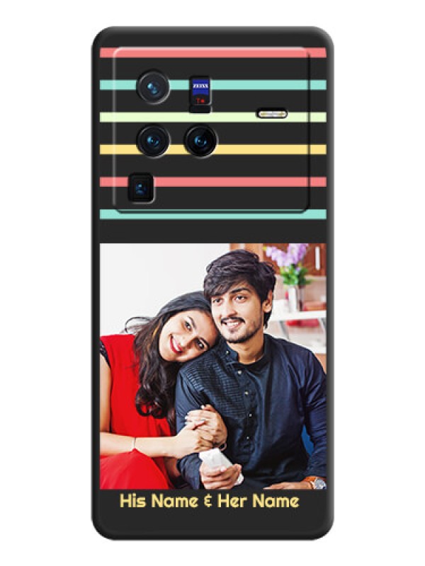 Custom Color Stripes with Photo and Text on Photo on Space Black Soft Matte Mobile Case - Vivo X80 Pro 5G