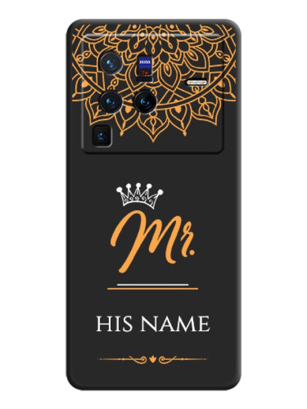 Custom Mr Name with Floral Design  on Personalised Space Black Soft Matte Cases - Vivo X80 Pro 5G